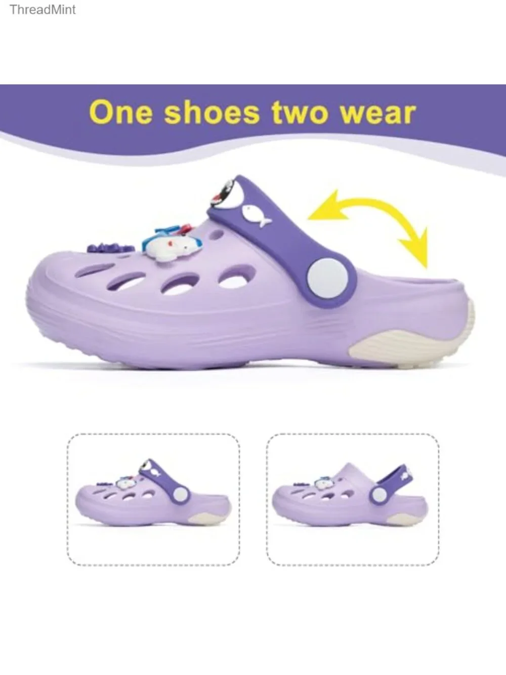 Kids Cartoon Clogs Sandals Water Shoes with Adjustable Strap EVA Non-Slip